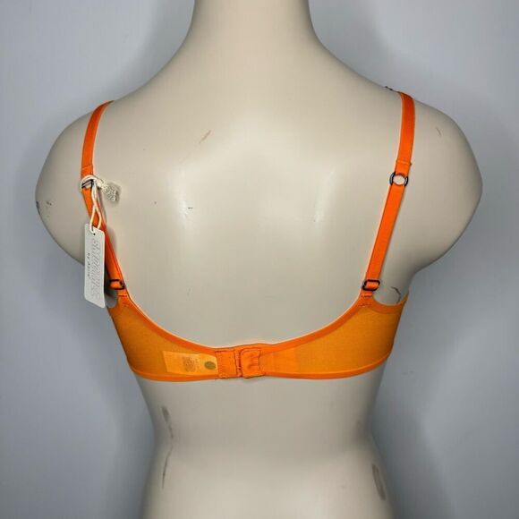 Aerie Size 32D Balconette Unlined Underwire Bra Orange Mesh Adjustable NWT - Picture 5 of 7